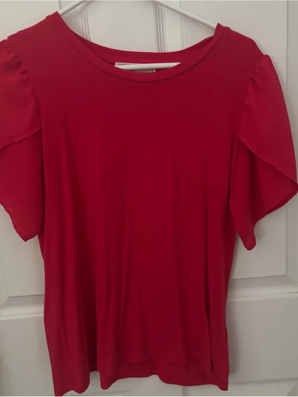 Michael Kors Fuchsia Short-Sleeve Ruffle Tee